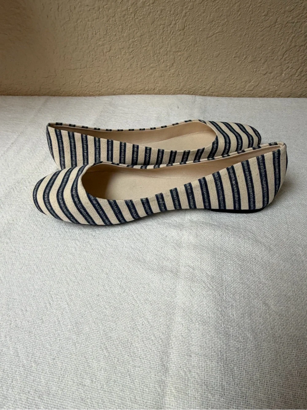 4/$20 Striped Navy and Cream Women’s Ballet Flats